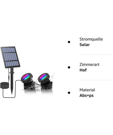 Coreslux Solar Pond Lighting - Adjustable RGB Underwater Spotlights IP68 Waterproof 2-Pack | Outdoor Garden Landscape Lighting - Buy Online on GoSupps.com