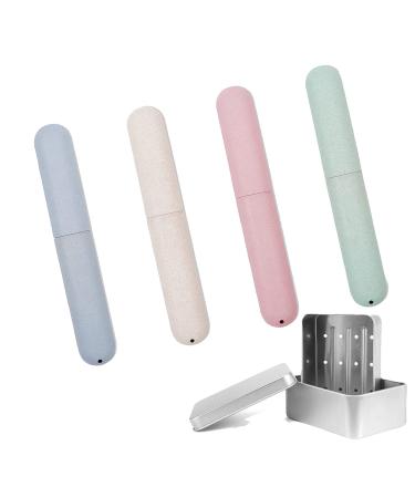 ZdyFC toothbrushes etui 4 pieces toothbrush cover travel toothbrush box environmentally friendly for home for wandering camping with soapitis alum