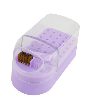 minkissy Box Drills Cleaning Brush Nail Art Salon Goods Manicure Polishing Heads Organizer Nail Drill Holder Drill Bit Holder Nail Drill Bits Container Purple Tool Holder Ceramics Plastic