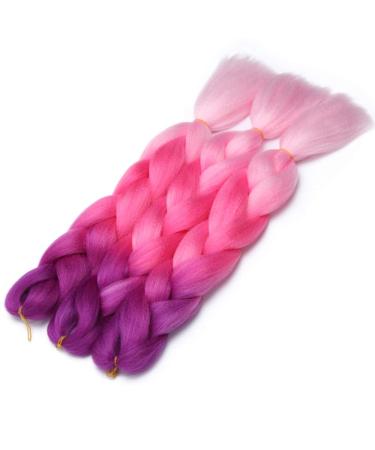 Tess Braids Extensions Ombre 60 cm - 3 Pack Jumbo Kanecalon Hair for Box Braids - 100g Pink Ombre Hair Extensions - Buy Online on GoSupps.com