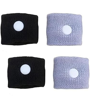 Motion Sickness Relief Wristbands - 2 Pairs Anti-Nausea Bracelets for Car Sea Flying Trip - Adults & Children - Black/Grey - Buy Online on GoSupps.com