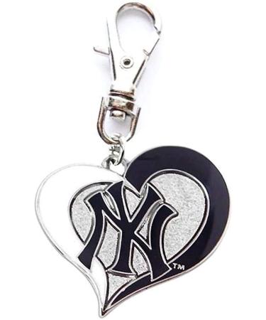 NY Yankees Baseball Heart Team Charm - 7/8 - Add to Pet Zipper Pull, Collar, Leash, Harness - Buy Online on GoSupps.com