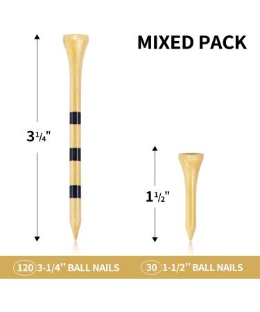 HUAEN Bamboo Golf Tees 150 Pack - 3-1/4 Inch Unbreakable Long Tees for Low Friction and Resistance - Buy Online on GoSupps.com