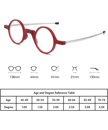 Folding Reading Glasses Blue Light Blocking Computer Reader Metal Round Frame Anti Eyestrain Eyeglasses(Couleur:Red Grandeur:1.5x) - Buy Online on GoSupps.com