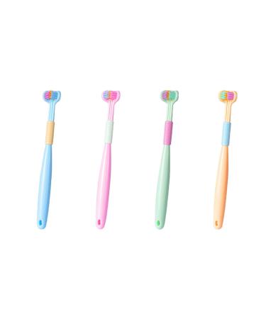 1Pc Random Color Three-Sided Soft Hair Toothbrush Effective Wrap-Around Design Deeply and Thoroughly to Clean Teeth and Gums Manual Toothbrushes Suitable for Adults and Children Oral Care