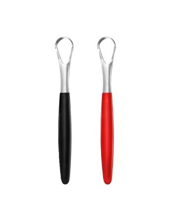 Stainless Steel Tongue Scraper Set for Adults and Kids - 2 Pack with Travel Case (Black & Red) - Buy Online on GoSupps.com