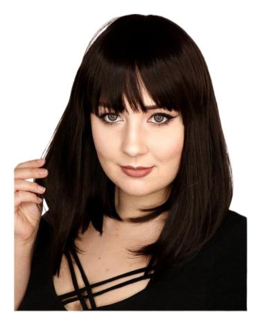 Prettyland Women Black Medium Length Straight Matte Like Real Hair Static Free Wig Bob Bangs Black Wig C969 Black C969