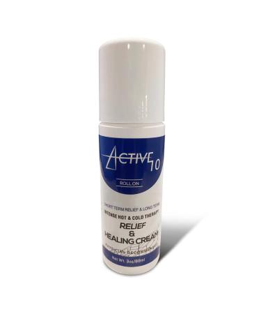Active 10 Relief Cream 3oz Roll-On - Relieves: Muscle Joint Back and Knee - Contains Natural Organic Ingredients - Made in America