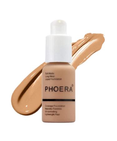 Glamza PHOERA Foundation Concealer Makeup Full Coverage Matte Brighten Long Lasting UK (105 SAND)