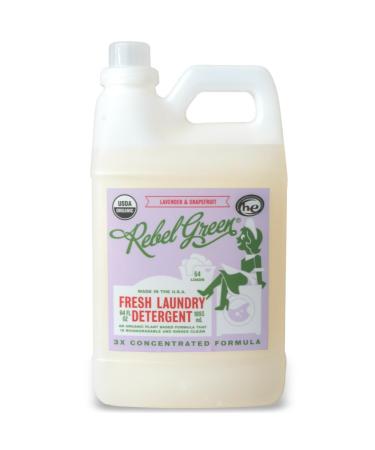 Rebel Green USDA Organic HE Liquid Fresh Laundry Detergent - Natural & Hypoallergenic Laundry Soap, Lavender and Grapefruit - 64 Loads Lavender and Grapefruit 64 Fl Oz (Pack of 1)