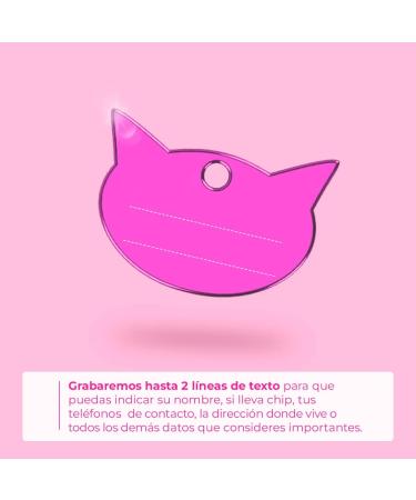 Ibera Gifts - Personalized Engraved Cat Head Name Tag Medallion for Small to Large Cats - Fuchsia Collar Plaque - Buy Online on GoSupps.com