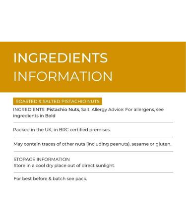 Hides Fine Foods - Roasted & Salted Pistachio Nuts 350g - GMO Free - Suitable for Vegetarians - Cooking - Salads - Snacking - Dessert - Cakes - Cookies - Buy Online on GoSupps.com
