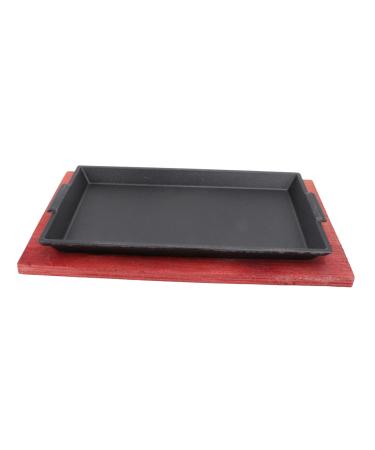 ABOOFAN 1pc Grill Plate Barbecue Fry Plate Breakfast Parrot Food Sanitary Disposal Bags Beef Steak Plate BBQ Dish Steak Pan Baking Pan Barbecue Dish Iron Rectangle Pancake Pan 31.5x19cm Black