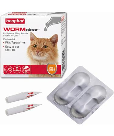 Beaphar WORMclear Spot-On for Cats | Kills Tapeworms | Vet Strength | Easy To Use | 2 Pipettes - Buy Online on GoSupps.com