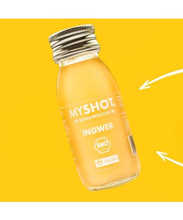  MYSHOT. By Lukas Podolski 10 Ginger Shot - for a deliciously refreshing moment. Organic and vegan. Sugar-free. Additive-free. 14 x 60 ml - Buy Online on GoSupps.com