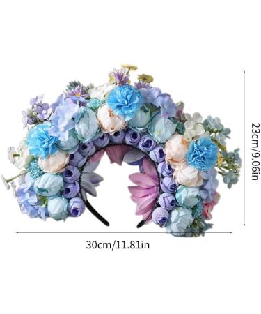 JSGHGDF Bridal Garlands Florals Crown Wedding Flower Headband Beach Wreath Hairband Girls Hair Accessory Women Head Hoop Props Blue - Buy Online on GoSupps.com