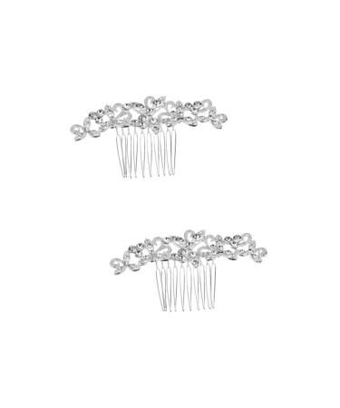 FRCOLOR Set of 2 Bridal Headpiece Rhinestone Hair Accessories Hair Clips Combs Floral Hair Comb Side Comb for Wedding Hair Tiara Bridal Comb Wedding Hair Comb Flowers Headpiece Hair Pin White