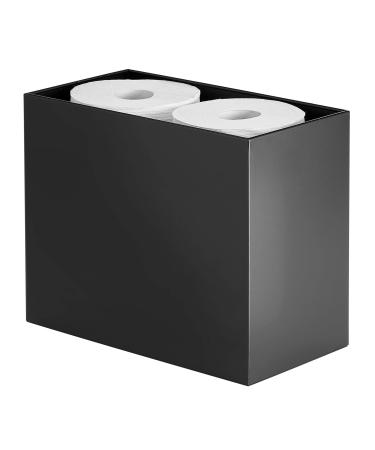 mDesign Tall Steel Floor Stand Toilet Paper Organizer, 4-Roll Tissue Storage Holder Container Bin for Bathroom, Fits Under Sink, Vanity, Shelf, in Cabinet, or Corner, Metro Collection - Matte Black Matte Black 6 x 11 x 9