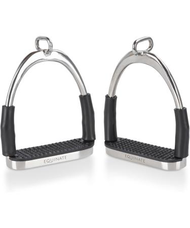 Equinate Safety Stainless Steel Bar 12cm - Rubber Anti-Slip Stirrup Set for Adults & Children - Relieves Ankles - 2 Pieces - Buy Online on GoSupps.com