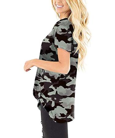 Evangelia.YM Women's V Neck Camouflage Tie-Dyed Floral Tunic Top - Short Sleeve Leisure Blouse - Buy Online on GoSupps.com