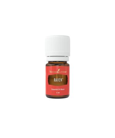 Young Living Raven Essential Oil 5 ml - Cooling Chest & Throat Blend with Ravintsara Peppermint Eucalyptus Radiata Refreshing Blend Tranquility and Relaxation Ravintsara Peppermint Eucalyptus Radiata Blend 0.17 Fl Oz (Pack of 1)
