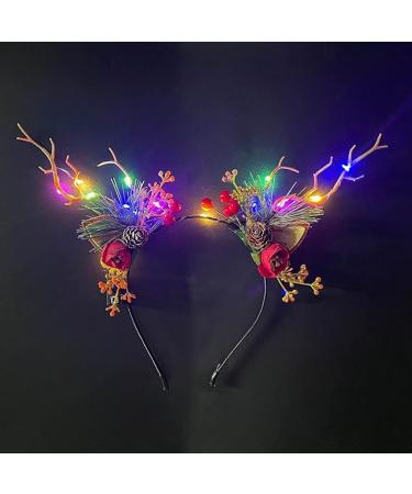 Clataly LED Light up Headband Glowing Reindeer Antlers Hair Accessories Luminous Tiara Christmas Party Hair Hoop Feather Headwear for Women Girls (Color light A) - Buy Online on GoSupps.com