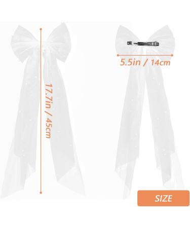 Beautiful Bridal Bow Veil Hair Clip Wedding Elegant Large Bowknot Lace Hair Clip Bridal Bow Pearl Hair Clip French Vintage White Bow Veil Hair Barrettes for Women - Buy Online on GoSupps.com