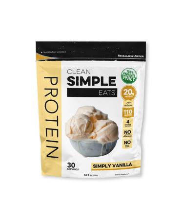 Clean Simple Eats Simply Vanilla Whey Protein Powder, Natural Sweetened and Cold-Pressed Whey Protein Powder, 20 Grams of Protein, 30 Servings