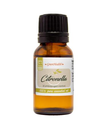 Citronella Essential Oil 1/2 fl oz (15 ml) Glass Bottle w/Euro Dropper 100% Pure Essential Oil GreenHealth