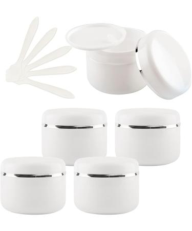 empty jars with lids cosmetic jar B0CL9KHDNF5 PC 150ml White Empty Plastic Cosmetic Jars with Screw Lid with Silver Ribbon 150g Small Storage Pot Containers for Homemade Salve 5X Spatula (Color : B