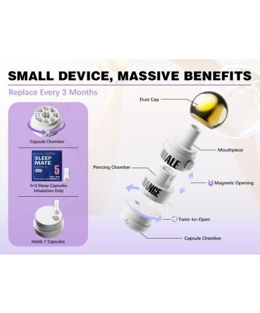 INHALEVITA Melatonin Inhaler Sleep Aid Combo Green|Includes 15 Capsules & 1 Reusable Inhaler, Fast-Acting with Advanced Absorption|0.4mg Low Dose, Zero-Sugar|Wake Refreshed, Portable,Non-Habit Forming - Buy Online on GoSupps.com