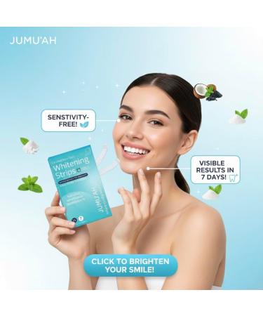 Jumu ah Teeth Whitening Strips - 7 Treatments -14 Strips - Peroxide Free - Certified Non-Toxic Teeth Whitening | Whitens Without Sensitivity Coconut & Mint Flavor - Buy Online on GoSupps.com