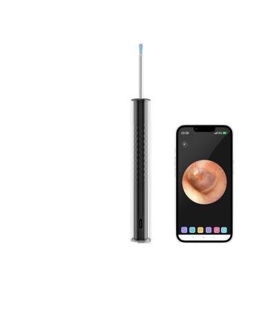 Ear Cleaner with Camera Ear Wax Removal Tool 1920P HD Ear Wax Remover with Camera Soft Silicone Ear Spoon for Ear Cleaning 6 LED Lights Compatible with iPhone and Android (Black/White) (Color :