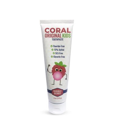 Coral White, Coral Kids Fluoride Free Toothpaste, Berry Bubblegum Flavor 6 oz (1 Pack) 6 Ounce (Pack of 1)