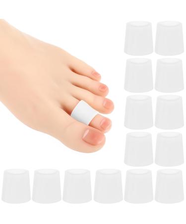 Amaxiu 14 Pcs Silicone Pinky Toe Protectors Soft Small Toe Caps Sleeves Prevent Pain Toe Covers Feet Cushion Guards for Corns Toenails Blisters (White)