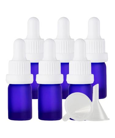Zeoabsy 6 pieces 5 ml frosted blue glass pipette bottle with white originality lock pipette ring empty clear glass bottle glass pipette drip bottle for essential oils aromatherapy 5ml blue