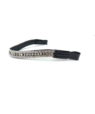 Equipride of beautiful horse-straps with shiny sparkling sparkling rhinestones in an arc shape bright clear Black Leather Cob 15 "