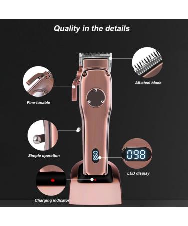 All-Metal Professional Hair Cutting Tool | Electric Clippers for Men s Beard & Hairstyle | Battery Display & Charger Base - Copper - Buy Online on GoSupps.com