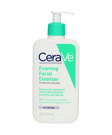 CeraVe Foaming Facial Cleanser, 12 Ounce Almond 12 Fl Oz (Pack of 1)