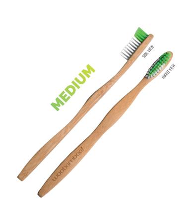 Woobamboo Bamboo Toothbrush 4 Pack - Adult Medium - BPA Free Nylon Bristles - Eco-Friendly & Biodegradable - Buy Online on GoSupps.com