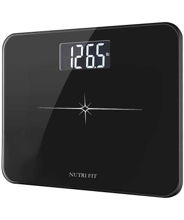 NUTRI FIT Extra-Wide/Ultra-Thick Digital Body Weight Bathroom Scale with 3 Inch Large Easy Read Backlit LCD Display Max Capacity 400lb Step-on Technology, Black State Black