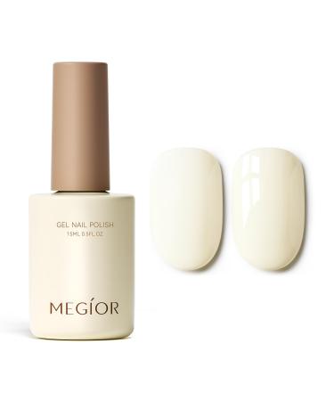MEGIOR White Gel Nail Polish 15ml ivory Gel Polish High Gloss Soak Off UV LED Nail Gel Polish for Nail Art Manicure Salon DIY Home Gift for Girls