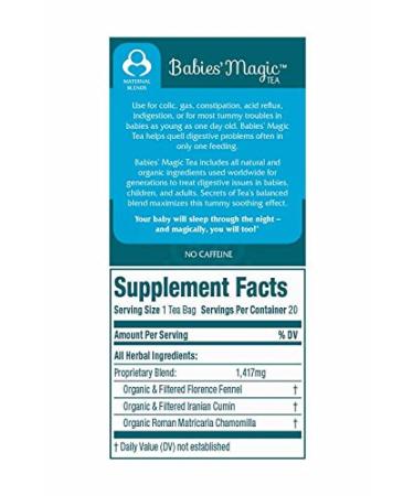Secrets of Tea Baby Colic Babies' Magic Tea  Organic  Natural  Safe  Calming & Soothing Relief for Baby Acid Reflux  Gas  Colic  40 Count(2 Pack) - Buy Online on GoSupps.com