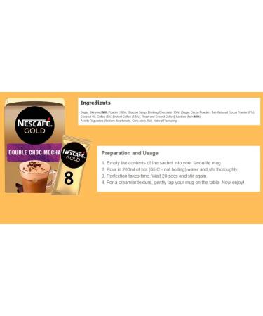 Temas Instant Coffee Mocha Bundle Contains 48 x Nescafe Gold Double Choc Mocha 48 x Coffee Stirrers & Reusable Coffee Cup. Compatible With lovers of Nescafe Gold|Coffee Sachets Individually Wrapped - Buy Online on GoSupps.com