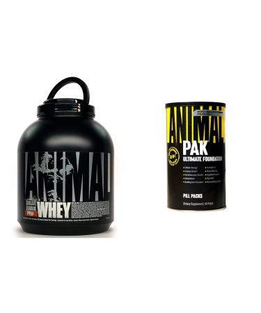 Animal Whey Isolate Protein Powder Loaded for Post Workout and Recovery & Pak - Convenient All-in-One Vitamin & Supplement Pack
