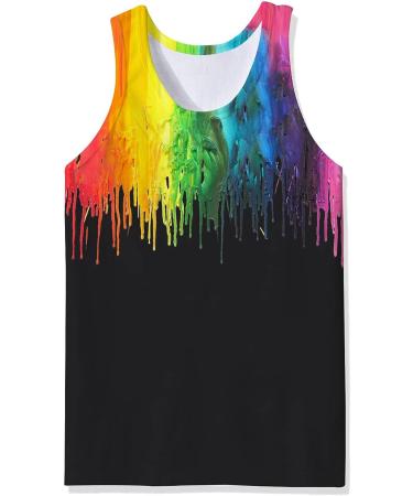Men's 3D Print Tank Top - Summer Casual Novelty Gym Workout Tank - Paint Dripping Design | Loveternal - Buy Online on GoSupps.com