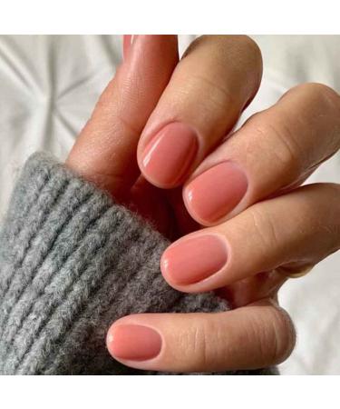 Foccna Super Short Fake Nails Pink Press on Nails Short Acrylic Full Cover Simple Nude False Nails for Daily Wear Artificail Oval Nails for Women and Girls 24Pcs  (Orange)