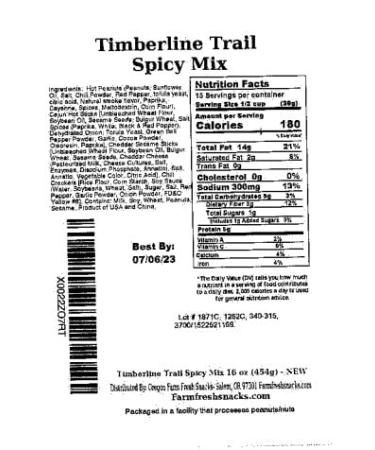 Oregon Farm Fresh Snacks Timberline Trail Spicy Mix - 16 oz - Hot & Spicy Trail Mix with Nuts and Cajun Sticks - Resealable Bag - Perfect Game Night Snack - Hand-Blended Spicy Snack Pack - Buy Online on GoSupps.com