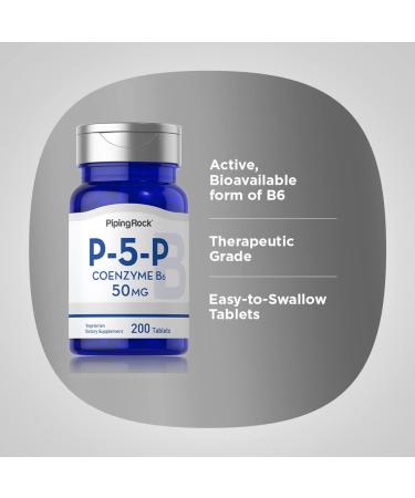 Piping Rock P5P Vitamin B6 50mg | 200 Tablets | Pyridoxal 5-Phosphate Supplement | Vegetarian Non-GMO Gluten Free - International Shipping Available - Buy Online on GoSupps.com