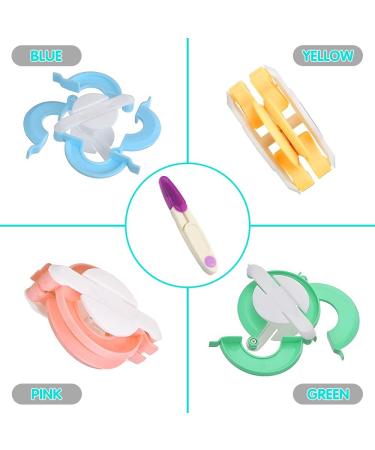 Brimfulite Pom Pom Makers Set with Scissors - 4 Sizes for DIY Yarn Crafts (Green Blue Pink Yellow) - Buy Online on GoSupps.com